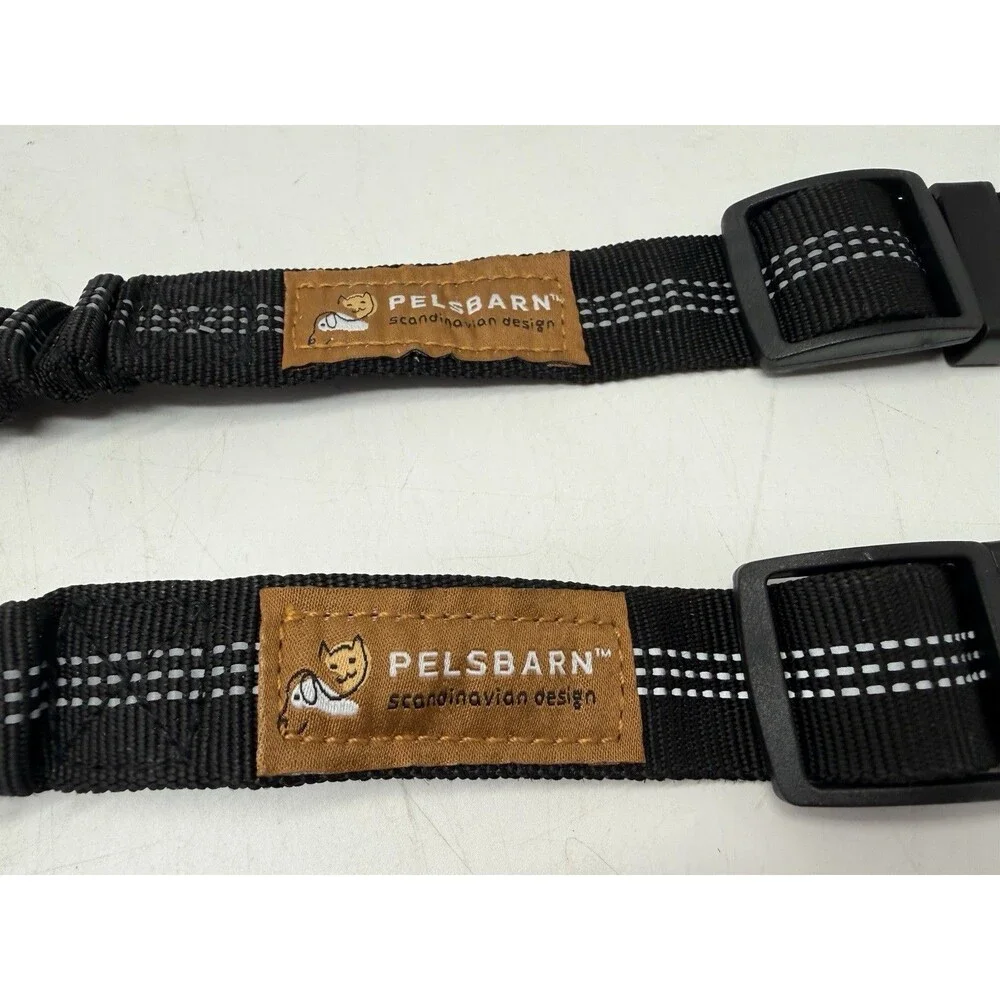 2 Pcs Pelsbarn Dog Car Seatbelt Leash Bungee Reflective Black Adjustable